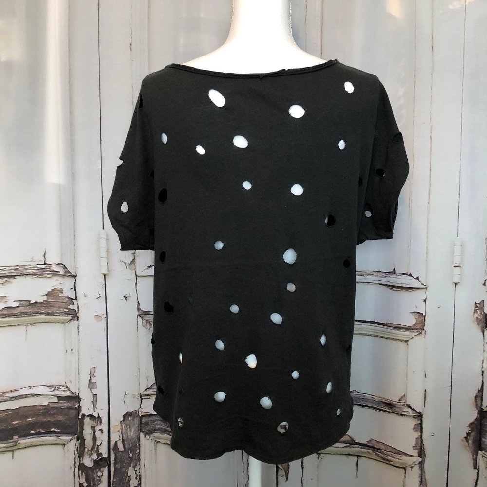 2 Short Sleeve Slouchy Cut Out Tees - Black & White - You get BOTH! - Picture 4 of 6